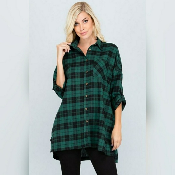 Oversized Flannel Tunic + Pockets - Picture 4 of 4